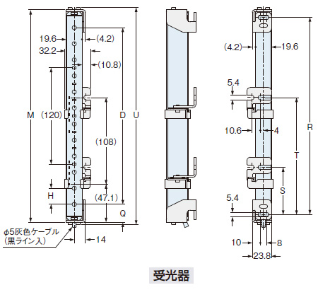 図は、背面用多用途取付金具MS-SF4BC-2（別売）と多用途取付金具用中間保持金具MS-SF4BC-4（別売）を使用して省スペース取り付けを行なう場合です。